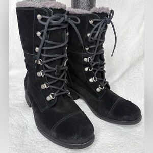 UGG Gradin Suede Leather Lace Up Fold-Down Combat Boot